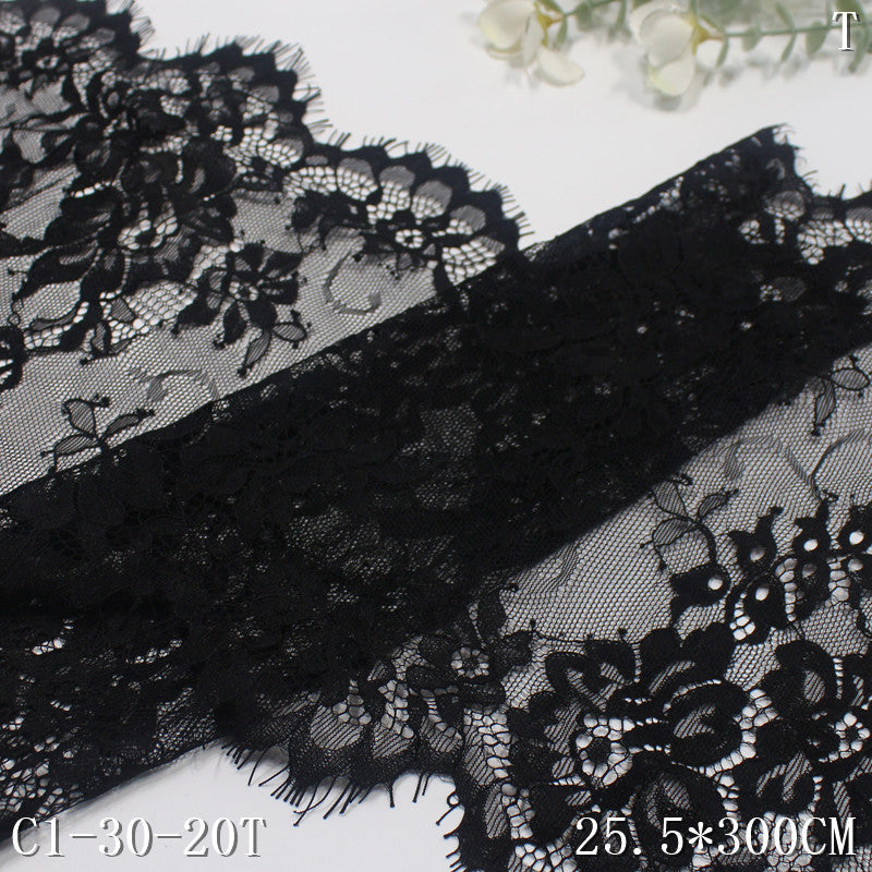 freedombeauty|Black and Blue Double Wave Retro Flower Soft Non-Elastic Eyelash 25cm Clothing Home Textile Lace Trim DIY