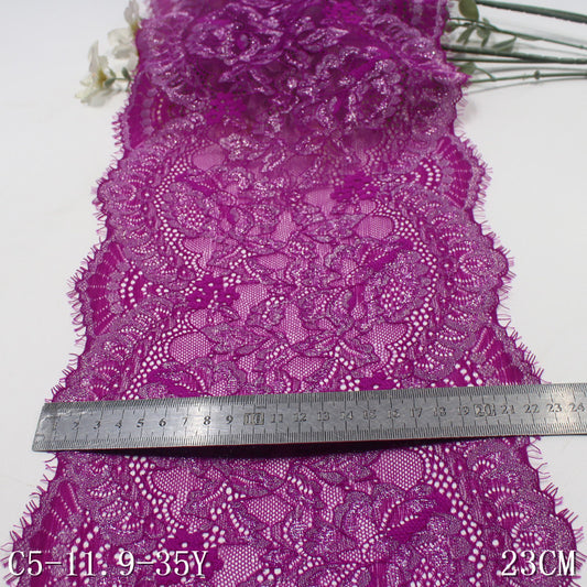 freedombeauty|Multicolor Gold and Silver Thread Shiny Ethnic Style Full Floral Elastic Eyelash Lace Sexy Lingerie Lace DIY