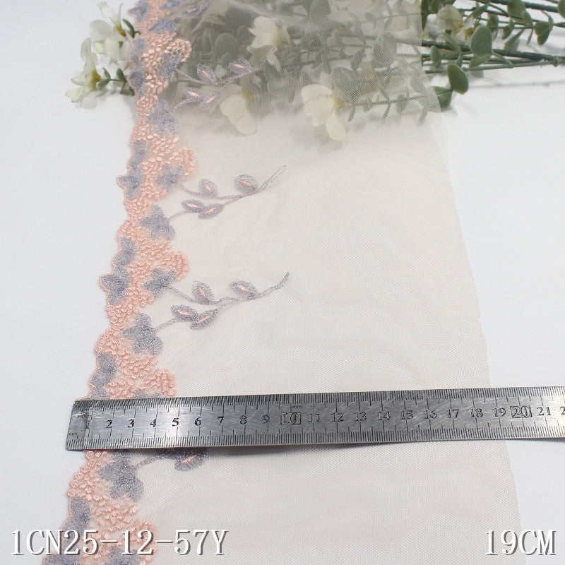 【1pack】-freedombeauty|Two-Color Mesh Single-Sided Pastoral Style Leaf Embroidery Lace Trim Curtain Sofa Cushion Lace Trim DIY Accessories