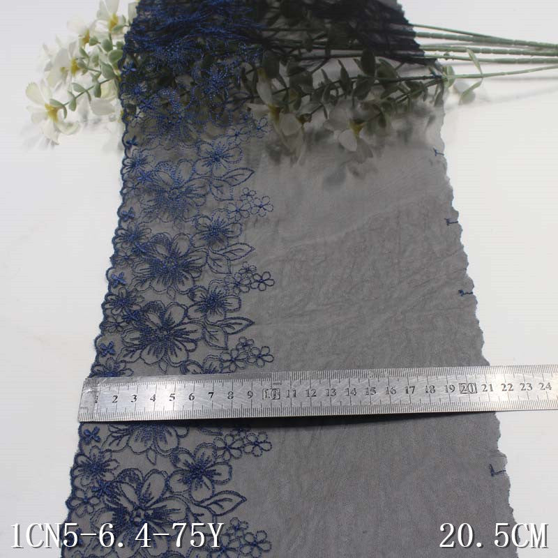 【1pack】-freedombeauty|Two-Color Mesh Single-Sided Polyester Thread Flower Embroidery Trim DIY Home Textile Curtain Clothing Lace Trim Accessories