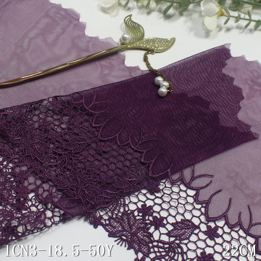 【1pack】-freedombeauty|Purple Single-Sided Hollow-Out Water-Soluble Flower Mesh Embroidery Trim Clothing Home Textile Lace Trim DIY Accessories