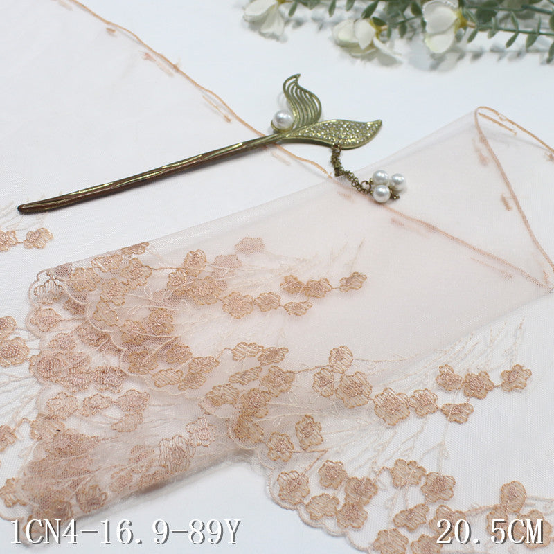 【1pack】-freedombeauty|Multicolor Mesh Ancient Style Small Flower Lightweight Embroidered Lace 20cm Traditional Hanfu Lace Trim DIY Accessories