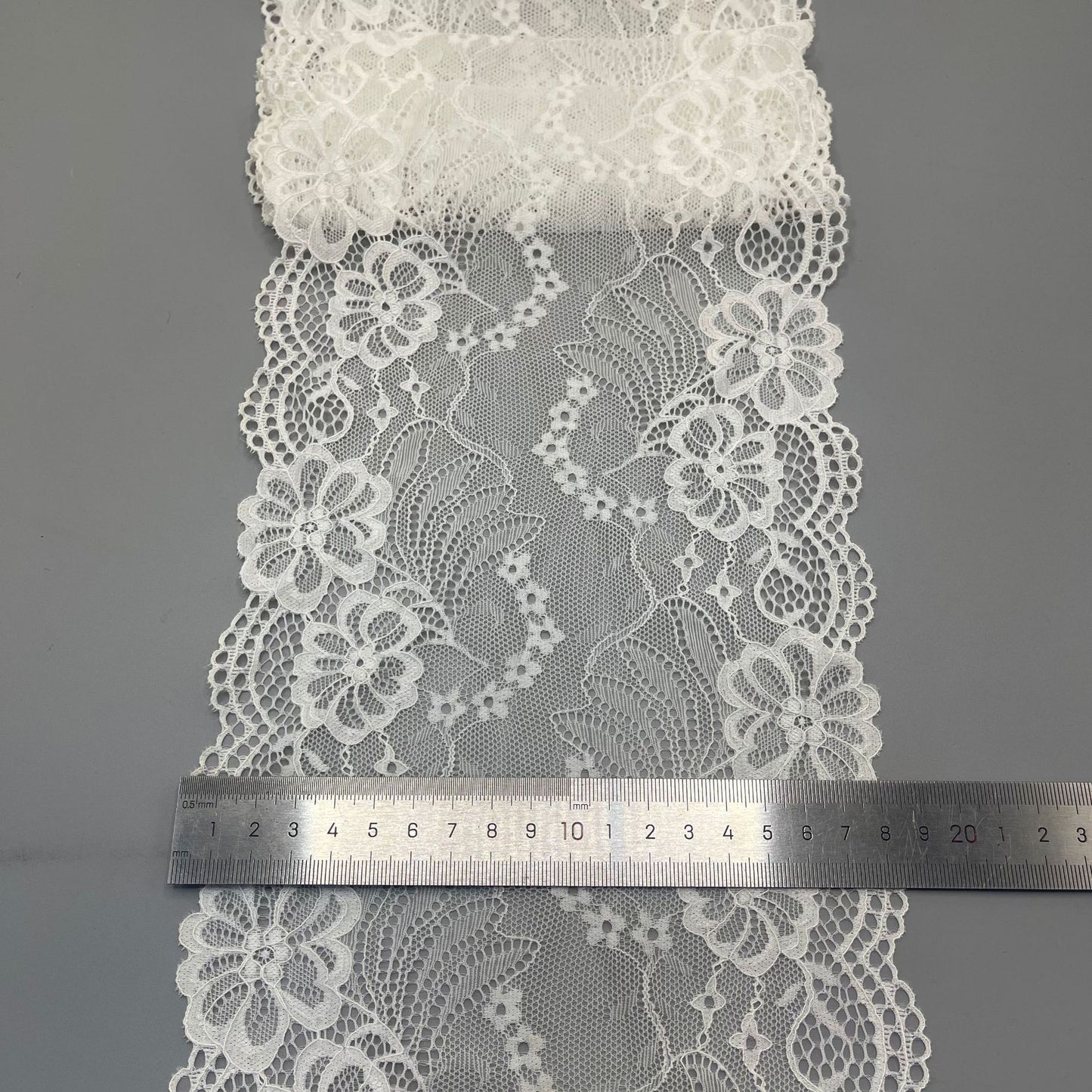 freedombeauty|18CM White Elastic Hollow Lace Trim Nylon Wedding Dress Accessories Decorative Lace