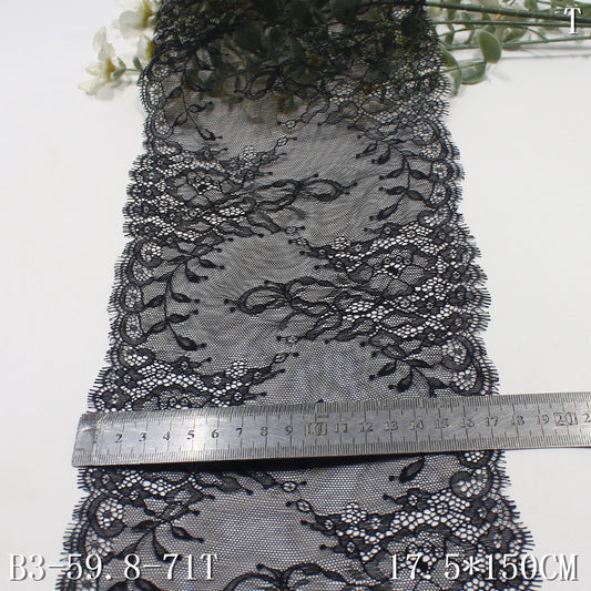 freedombeauty|Black and Red Double-Sided French Retro Floral Lightweight Non-Elastic Eyelash 17cm Clothing Lace Trim DIY