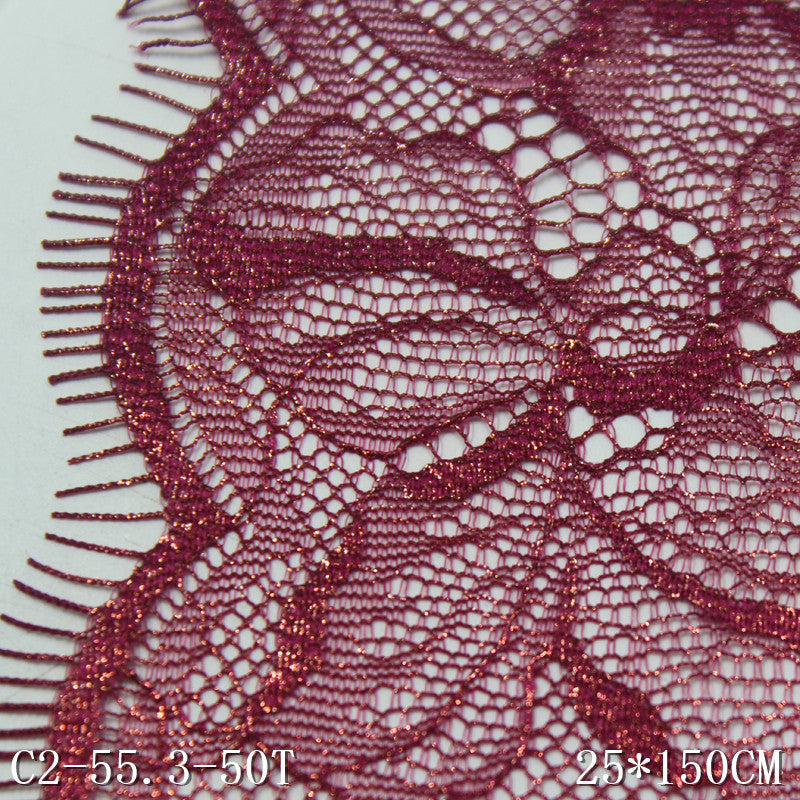 freedombeauty|Dark Purple Full Gold Foil Pattern Non-Elastic Eyelash Performance Costume Curtain 25cm Lace Trim DIY