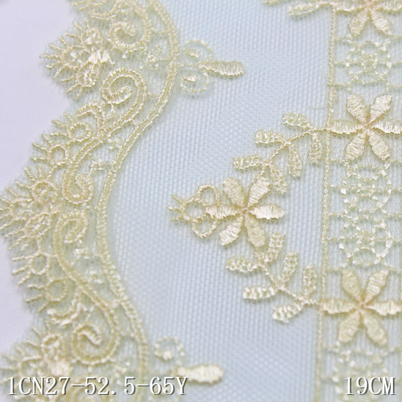 【1pack】-Freedombeauty | Unilateral French Exquisite Garland Mesh Embroidery Lace 19cm Curtain Sofa Cushion Lace Accessories