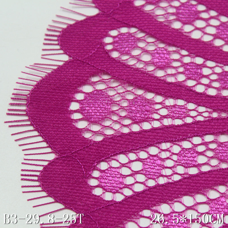 freedombeauty|Pink Double-Sided Folded Wave Classical Flower Stamen Non-Elastic Eyelash Clothing Home Textile Lace Trim Accessories
