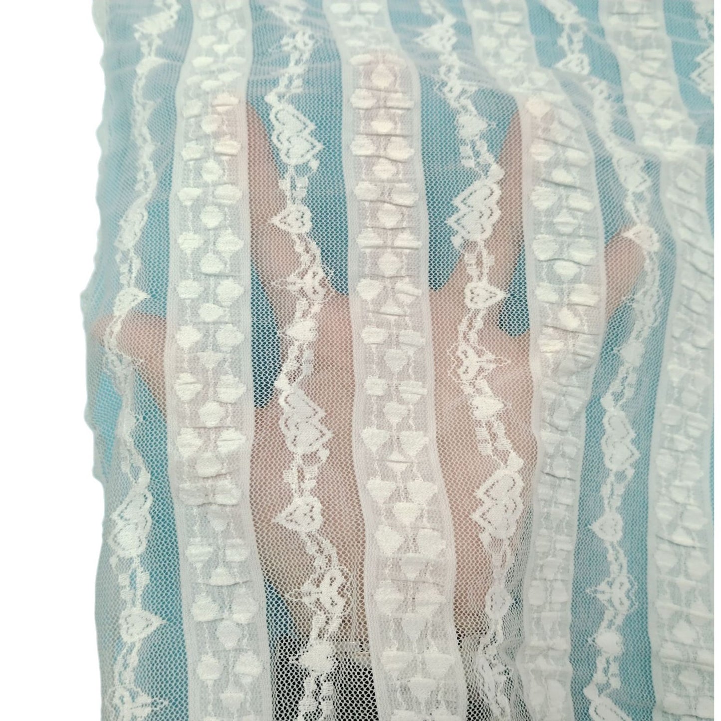 freedombeauty|Bubble Heart Elastic Lace Fabric Dress Clothing Fabric Embroidered Mesh Lace Trim Hollow Mesh Fabric