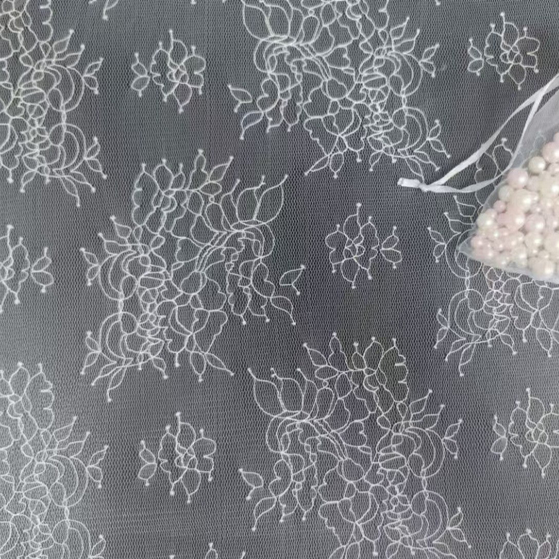 freedombeauty|Nylon L Small Flower Elastic Non-Elastic Lace Fabric Strapless Dress Clothing Lace Trim Fabric