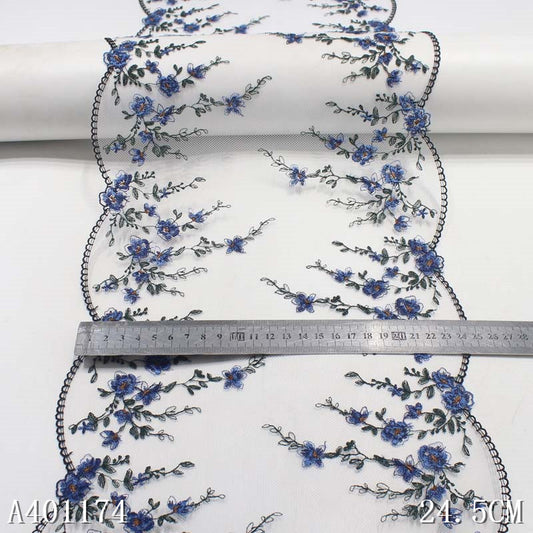 【1pack】-freedombeauty|White Gauze Polyester Thread Small Floral Embroidery Trim Accessories for Curtains, Underwear, Sofa Cushions, Textile Accessories