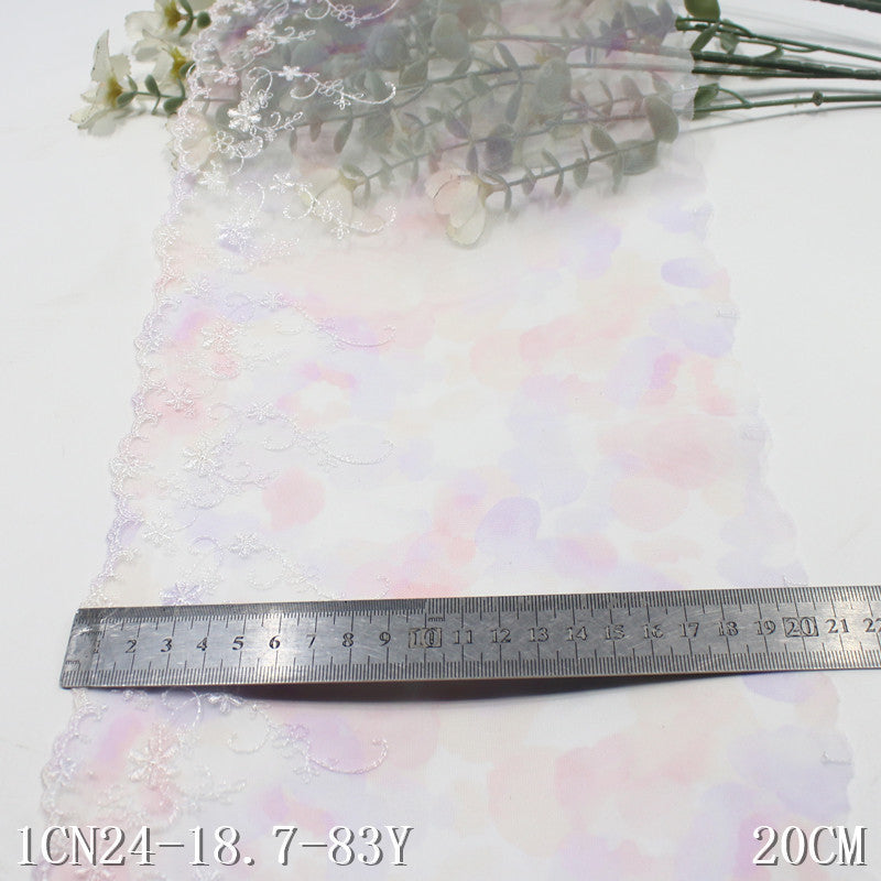 【1pack】-freedombeauty|Light Purple Pink Printed Mesh Dreamy Single Wave Pattern Embroidered Lace Lolita Skirt Edge Home Textile Accessories