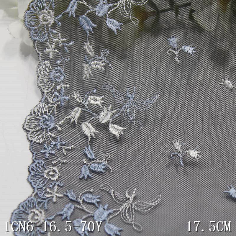 【1pack】-freedombeauty|Black Mesh Single Edge Color Block Small Flower Embroidery Lace DIY Home Textile Curtain Clothing Lace Trim Accessories