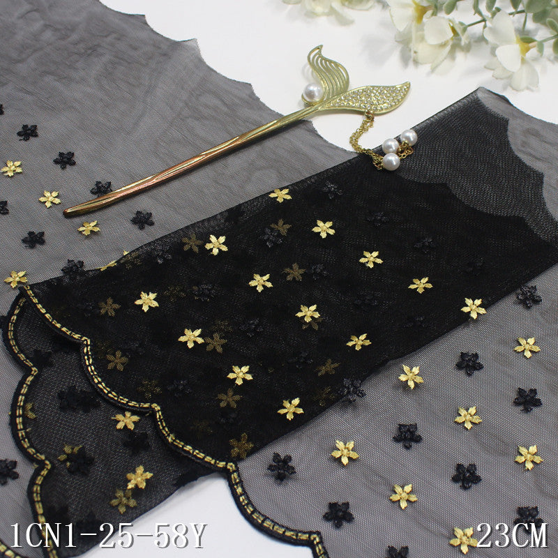 【1pack】-Freedombeauty | Single Side Half Two-Color Small Floral Stretch Embroidery Lace Curtain Sofa Cushion Lace Accessories DIY