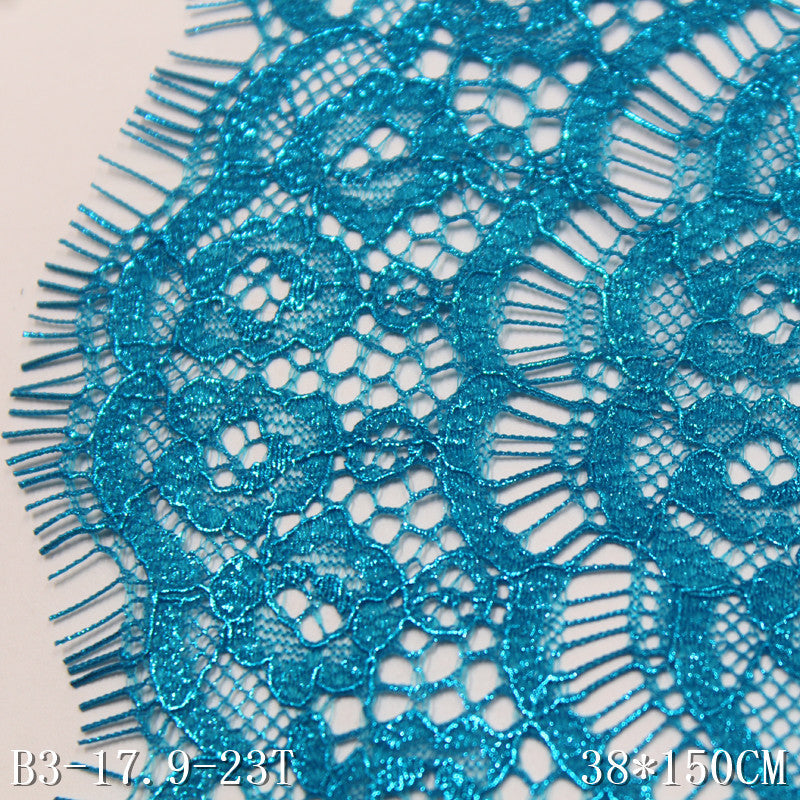 freedombeauty|Blue Double-Sided French Crown Silver Stamping Non-Elastic Eyelash 38cm Curtain Sofa Cushion Lace Trim Accessories