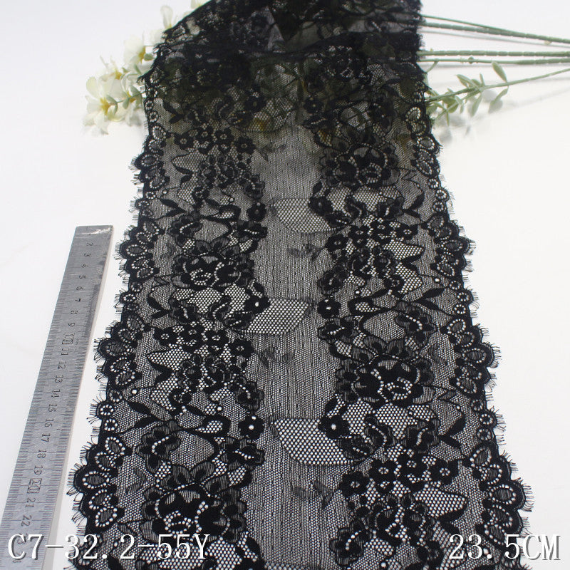 freedombeauty|Black Double-Sided Vintage Flower Lightweight Elastic Eyelash Lingerie Curtain Clothing Lace Trim DIY