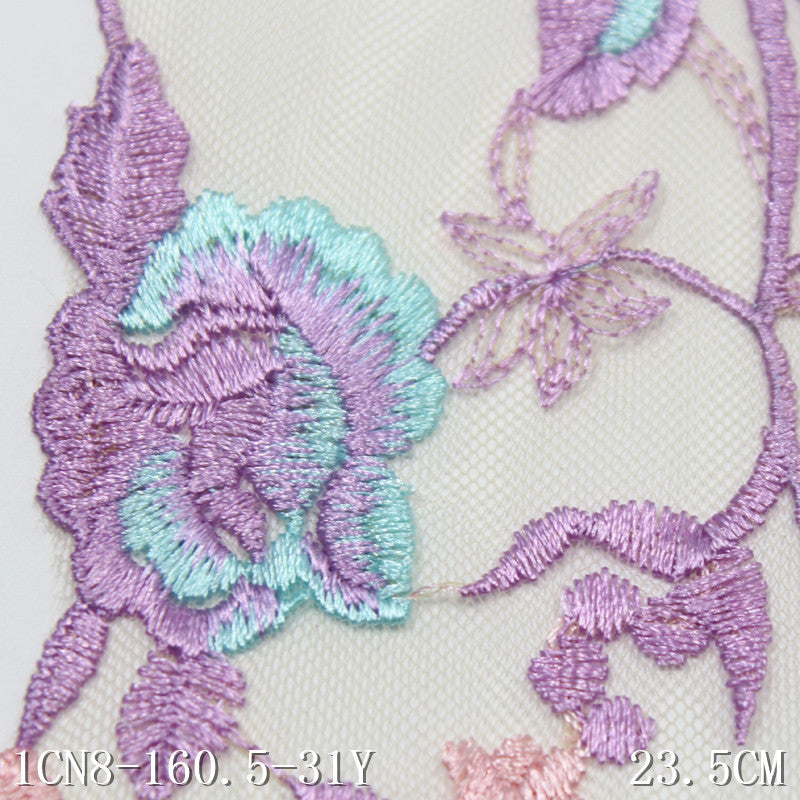 【1pack】-Freedombeauty | Two-Tone Bilateral Antique Exquisite Flower Embroidery Lace 23cm Curtain Sofa Cushion Lace Accessories