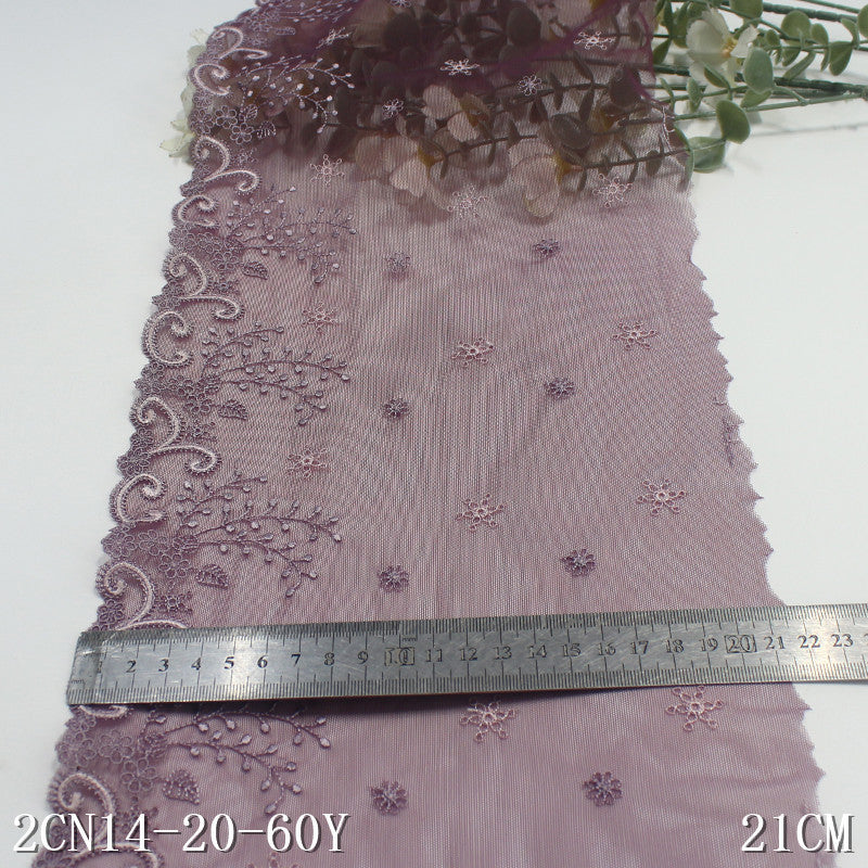 【1pack】-freedombeauty|Gray Mesh Single-Sided Ethnic Style Pattern Elastic Embroidery Curtain Sofa Cushion Lace Trim DIY Accessories