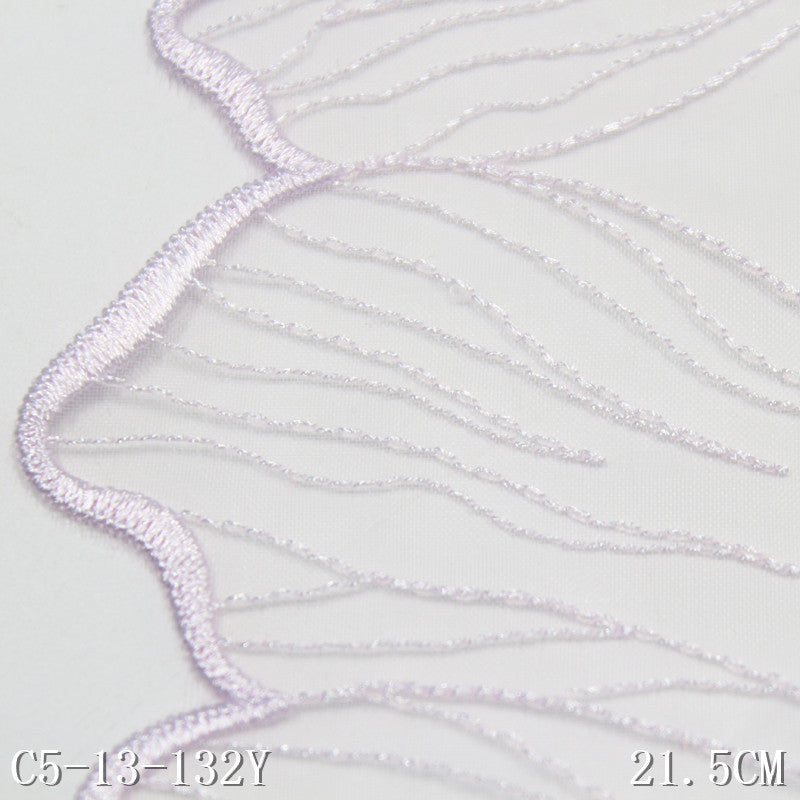 【1pack】-freedombeauty|Two-tone Mesh Single-sided Ancient Style Polyester Thread Embroidery Lace Trim Performance Costume Curtain 21cm Lace Trim Accessories