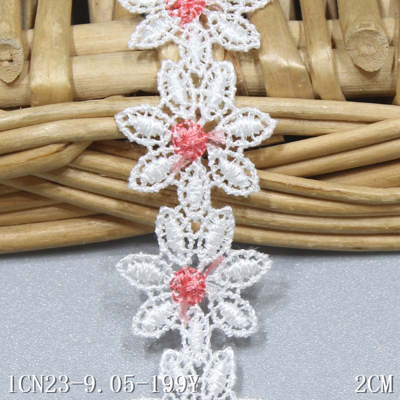 freedombeauty|Water-Soluble Lace Small Flower Two-Color Optional 3D Embroidery Lace 2cm Wide Hat Decoration Handmade DIY Lace