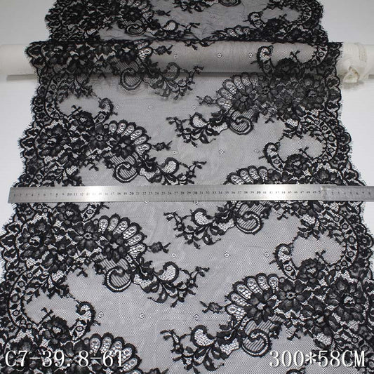 freedombeauty|In Stock Lace Trim Black Wide 58cm Double-Sided Large Wave Tablecloth Apron Trim Eyelash Lace