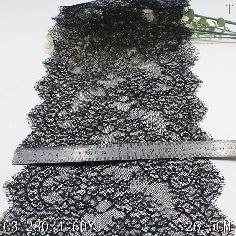 freedombeauty|Black Double-Sided French Classical Small Flower Non-Elastic Eyelash 26cm Curtain Sofa Cushion Lace Trim Accessories