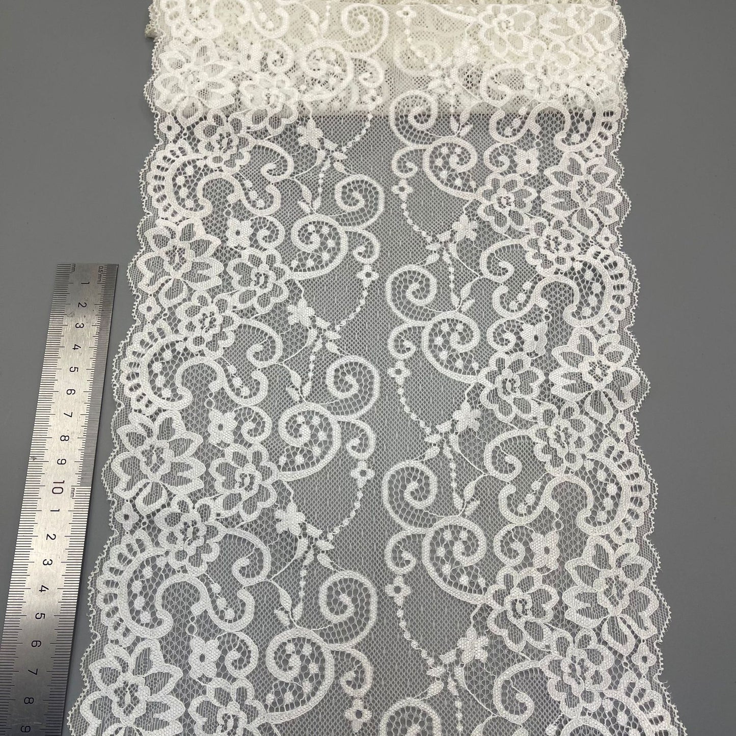 freedombeauty|22CM White Elastic Hollow Lace Trim Nylon Wedding Dress Accessories Decorative Lace