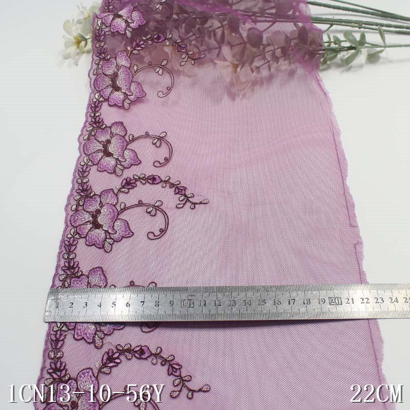 【1pack】-freedombeauty|Rose Red Mesh Single-Sided Vintage Exquisite Flower Embroidery Lace Trim Clothing Curtain Lace Trim Accessories