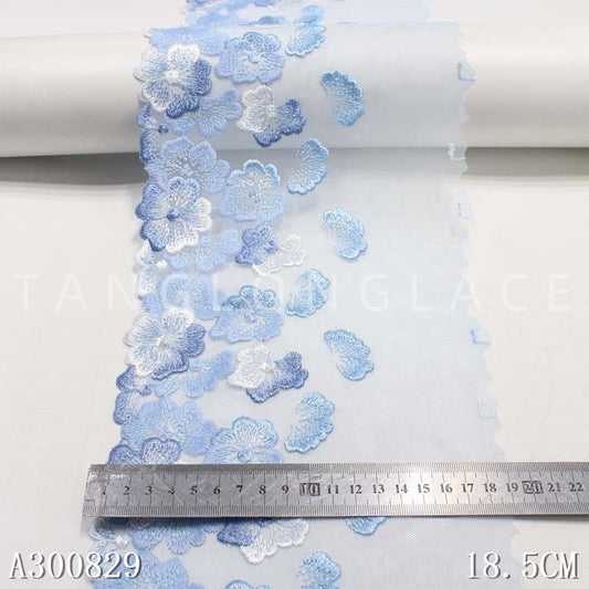 【1pack】-Freedombeauty | Exquisite Simple Embroidery Lace Three-Dimensional Flower Clothing Design Curtain Accessories 18.5cm Mesh Lace