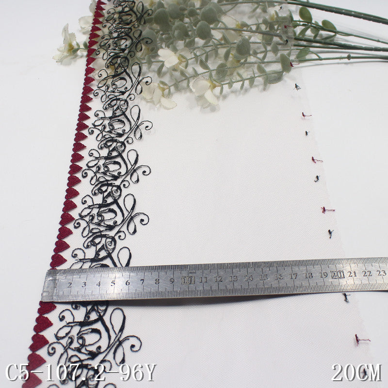 【1pack】-Freedombeauty | Pink Mesh Unilateral Love French Pattern Embroidered Lace Curtain Sofa Cushion Lace Accessories