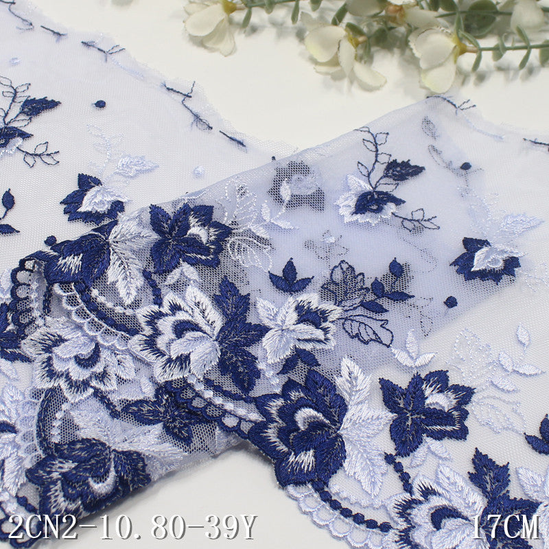 【1pack】-Freedombeauty | Two Colors Double Bellow Classical Single Bilateral Flower Embroidery Lace Soft Delicate Clothing Curtain Lace Accessories