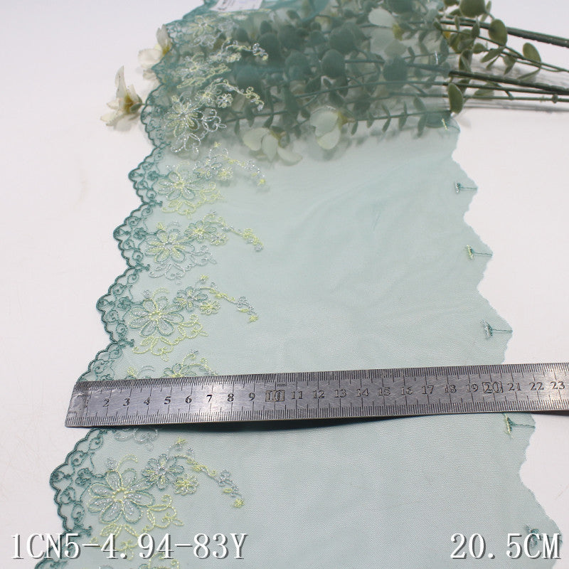 【1pack】-freedombeauty|Green Single-Sided Vintage Silver Thread Flower Embroidery Trim 20cm Clothing Home Textile Lace Trim DIY Accessories