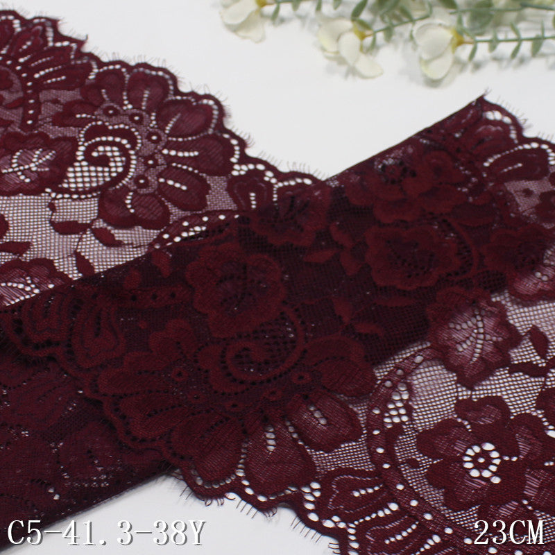 freedombeauty|Two-tone Double Wave Hollow Vintage Flower Elastic Eyelash Lace Trim Performance Costume Curtain Lace Trim Accessories