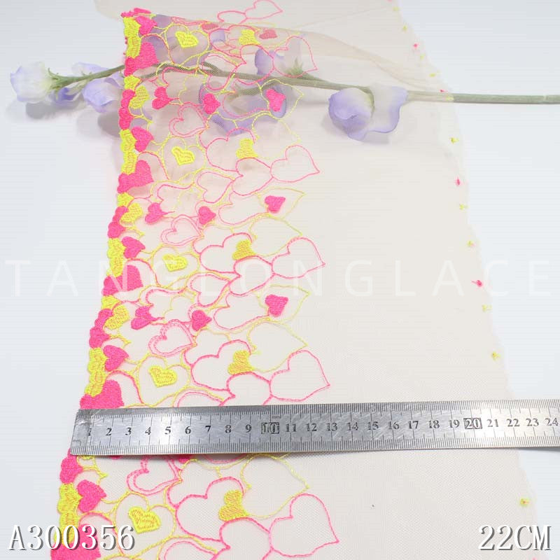 【1pack】-Freedombeauty | Boutique Color Matching Polyester Thread Love Mesh Embroidery Lace DIY Underwear Performance Wear Lace Accessories