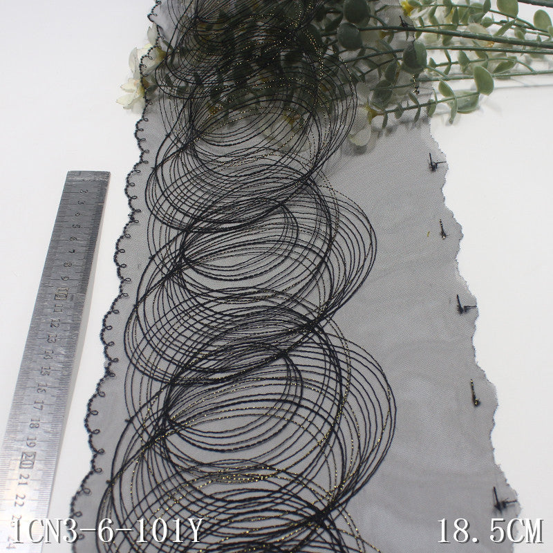 【1pack】-freedombeauty|Multicolor Layered Gold and Silver Thread Coil Mesh Embroidery Lace Trim 18cm Clothing Home Textile Lace Trim Accessories