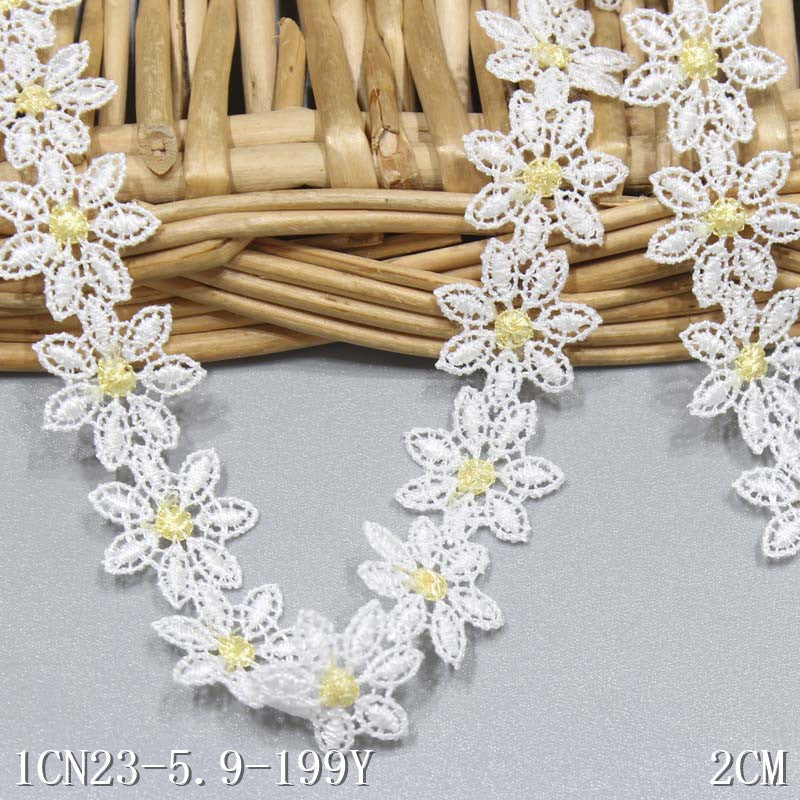 freedombeauty|Water-Soluble Lace Small Flower Two-Color Optional 3D Embroidery Lace 2cm Wide Hat Decoration Handmade DIY Lace