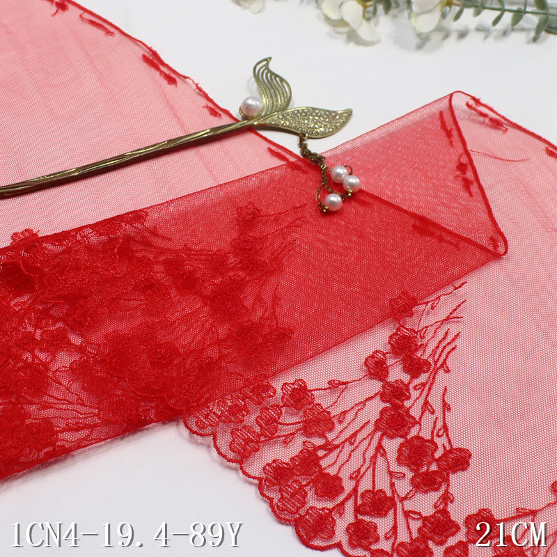 【1pack】-freedombeauty|Multicolor Mesh Ancient Style Small Flower Lightweight Embroidered Lace 20cm Traditional Hanfu Lace Trim DIY Accessories