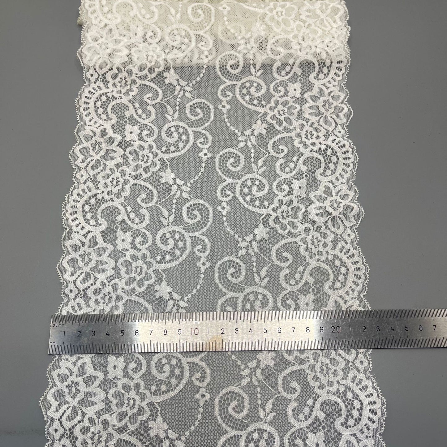 freedombeauty|22CM White Elastic Hollow Lace Trim Nylon Wedding Dress Accessories Decorative Lace