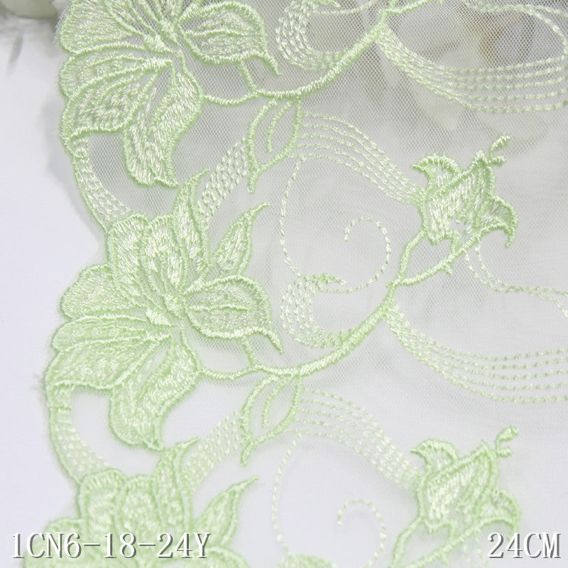 【1pack】-freedombeauty|Two-Color French Retro Double-Sided Flower Embroidery Lace DIY Clothing Curtain 24cm Lace Trim Accessories