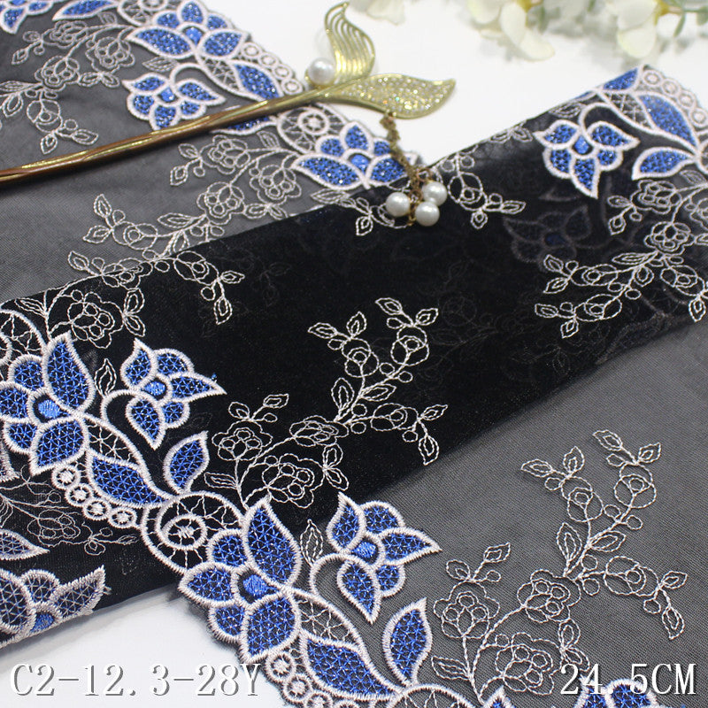 【1pack】-freedombeauty | Two-tone Double-sided Classical Gold Thread Flower Mesh Embroidery Lace Trim Dancewear Pajamas Lace Trim Accessories