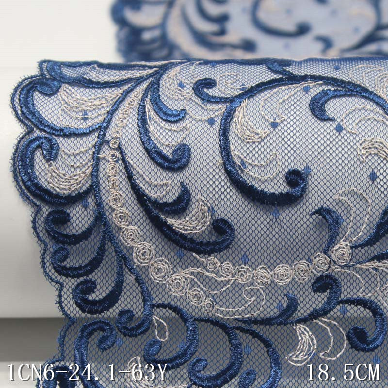 【1pack】-freedombeauty|Two-tone Lace Mesh Polyester Thread Embroidery Trim DIY Accessories Curtain Underwear Clothing Accessories Trim