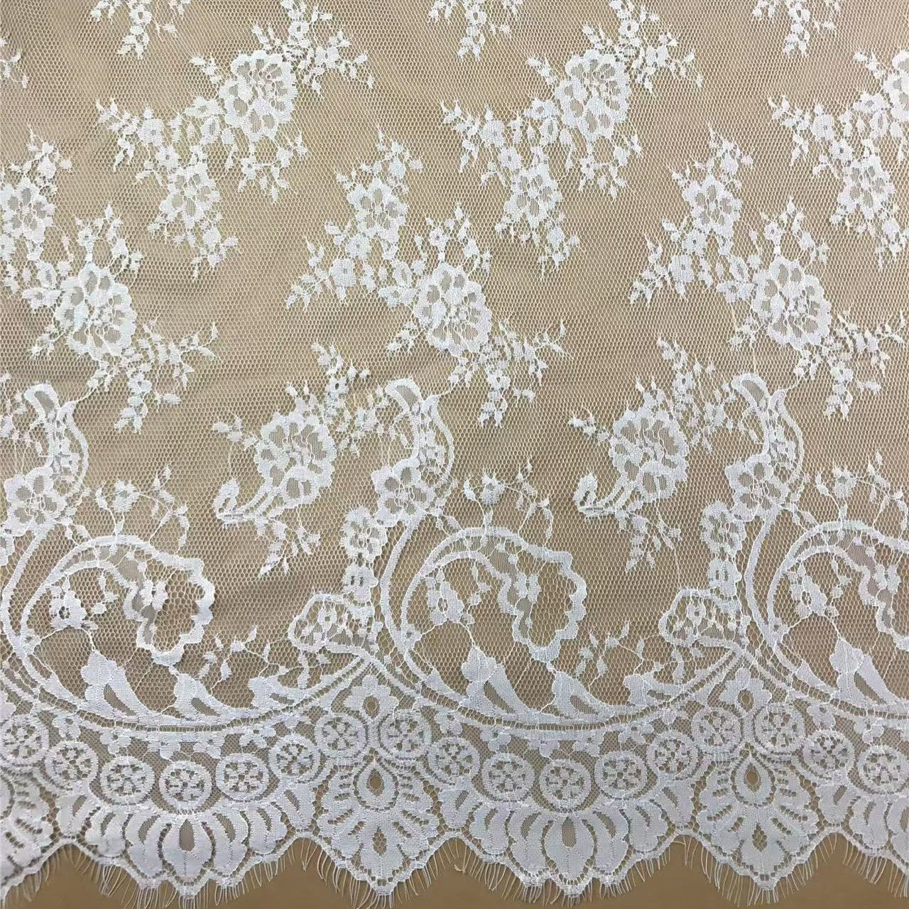 freedombeauty|Classic Lightweight Eyelash Lace One Piece Three Yards Trim Black and White Decoration Fabric for Skirts, Tops, Wedding Dresses