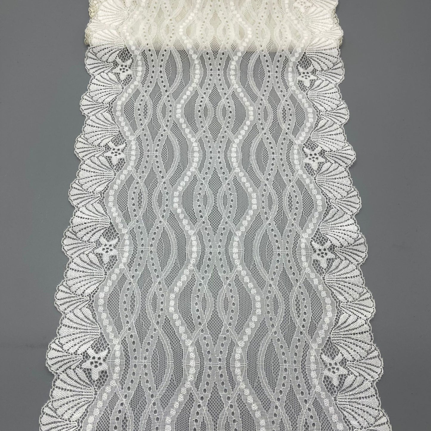 freedombeauty|22cm High-end White Stretch Lace Trim Nylon Hollow Lace Trim Wedding Dress Clothing Accessories Edging