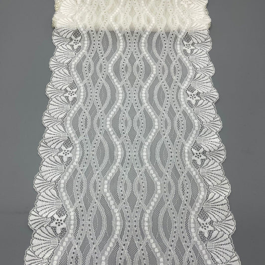 freedombeauty|22cm High-end White Stretch Lace Trim Nylon Hollow Lace Trim Wedding Dress Clothing Accessories Edging