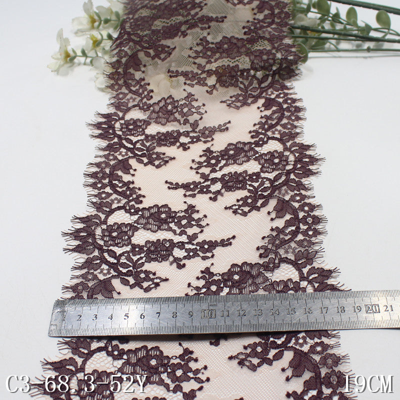 freedombeauty|Two-tone French Retro Asymmetric Flower Non-Elastic Eyelash 18cm Clothing Home Textile Lace Trim Accessories