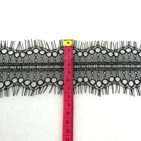 FREEDOMBEAUTY | Black and white eyelashes bilateral 7.5cm non-elastic lace underwear fabric, wedding dress women's underwear lace