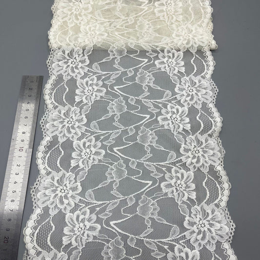 freedombeauty|22cm Elastic Lace Nylon Wedding Dress Accessories White Hollow Lace Handmade Lace Custom Accessories