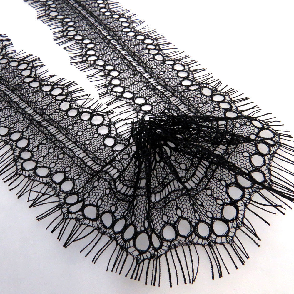 FREEDOMBEAUTY | Black and white eyelashes bilateral 7.5cm non-elastic lace underwear fabric, wedding dress women's underwear lace