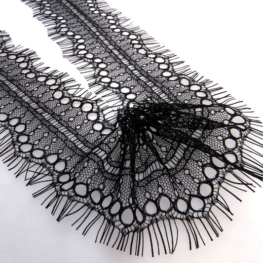 FREEDOMBEAUTY | Black and white eyelashes bilateral 7.5cm non-elastic lace underwear fabric, wedding dress women's underwear lace