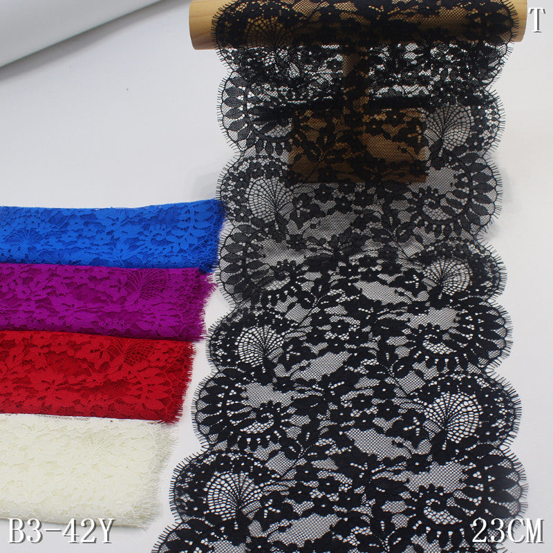 freedombeauty|Multicolor Knitted Double Wave Vintage Floral Non-Elastic Eyelash Clothing Home Textile 22cm Lace Trim DIY Accessories