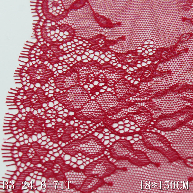 freedombeauty|Black and Red Double-Sided French Retro Floral Lightweight Non-Elastic Eyelash 17cm Clothing Lace Trim DIY